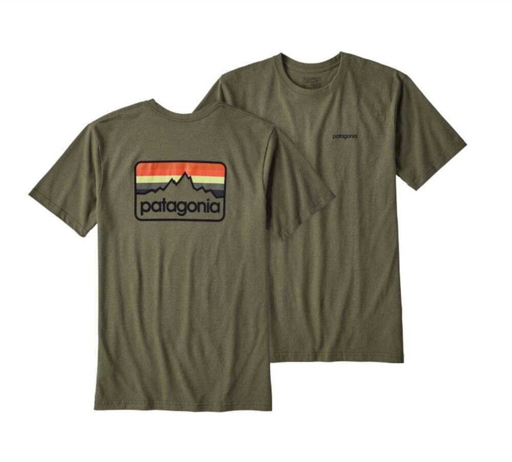 Patagonia Men's Line Logo Badge Short Sleeve T-Shirt Olive Green size S